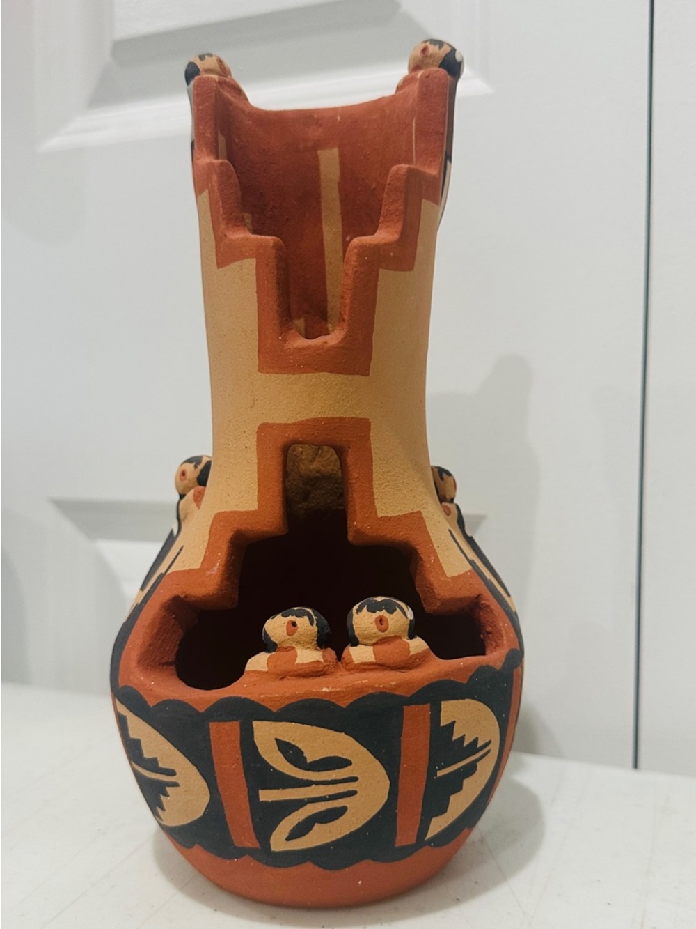 Native American Jemez Pueblo Storyteller Pottery Figurine Vase Rare